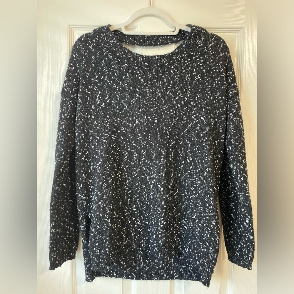 Women’s Black Cross Back Sweater- Comfy and Cozy. Fits Oversized